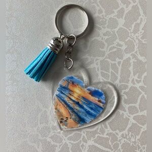 Hand Crafted Blue and Orange Heart Key Holder
